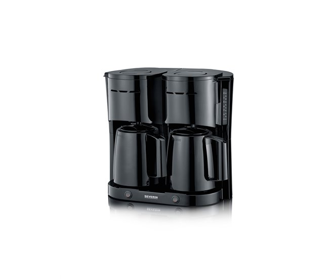 Cafetera de filtro dúo con 2 jarras termo, 2 x aprox. Severin KA 9315 - 2 x 1000 W Negro