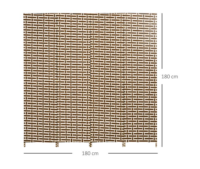 Biombo Separador Cuerda de Papel, Madera de Pino HOMCOM Multicolor