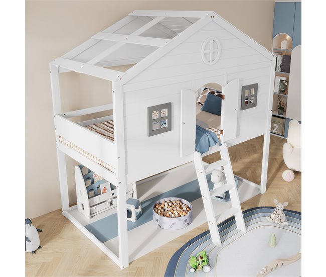 Cama alta para niños Blanco