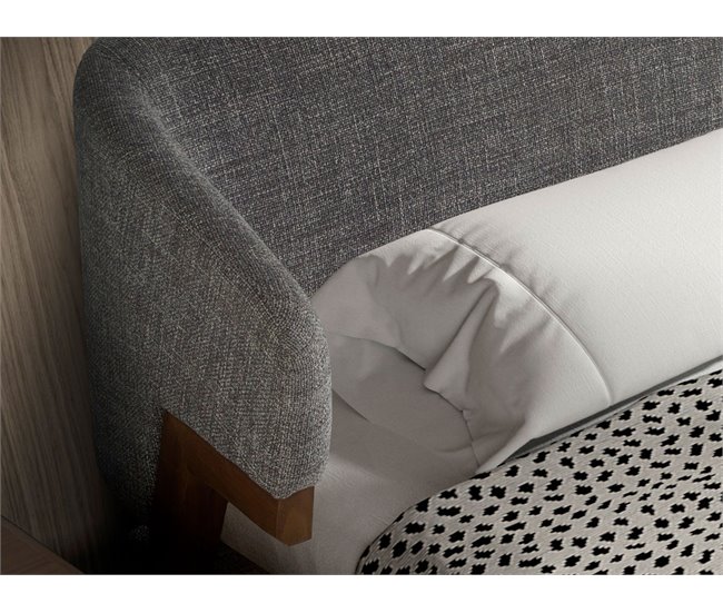 ANGEL CERDA Cama tela color gris 211x220 Nogal