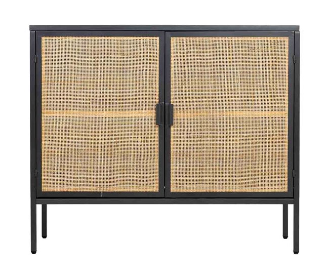Aparador de metal y madera 2 puertas, Negro