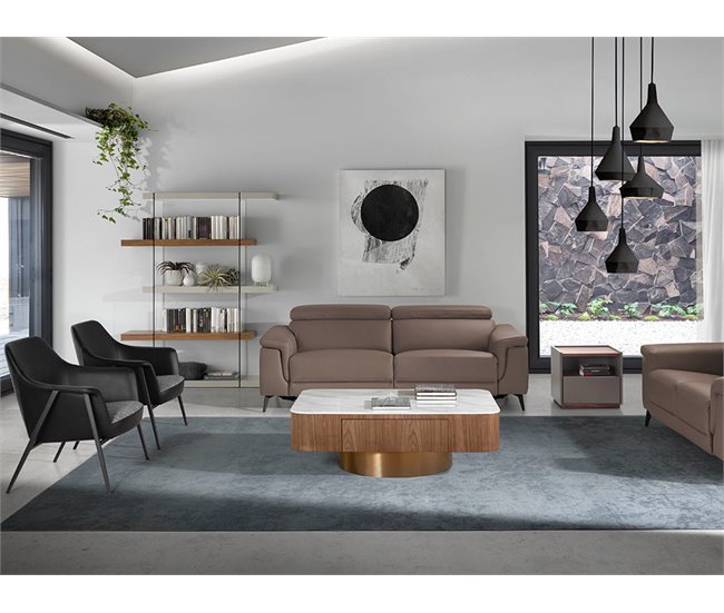 ANGEL CERDA Sillón tela gris y polipiel negro Gris