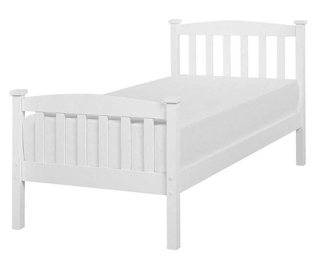 Beliani Cama con somier Madera de pino GIVERNY 99x208 Blanco