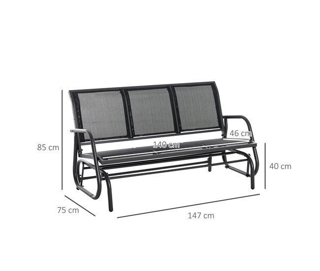 Banco de Jardín Metal, Malla Outsunny Negro