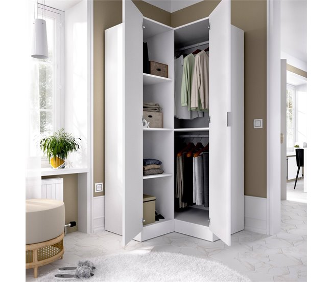 Armario 2 puertas efecto madera 91 Blanco