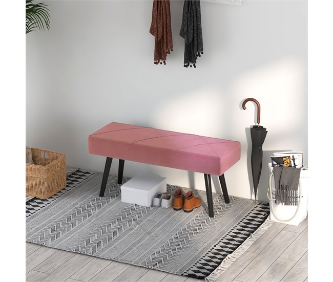 Banco de Cama Poliéster, Espuma HOMCOM Rosa