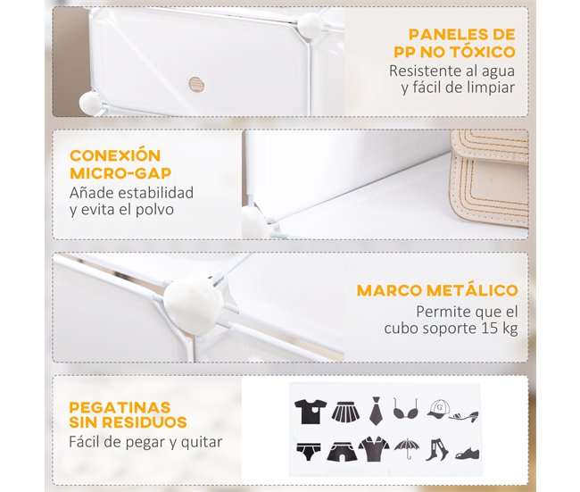 Armario Modular Plástico PP HOMCOM, hogar - muebles de recibidor 75 Blanco