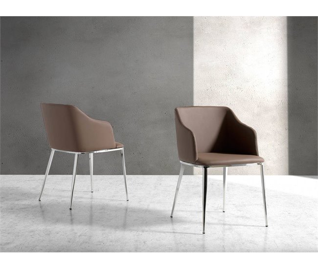 ANGEL CERDA Silla polipiel marrón Aluminio