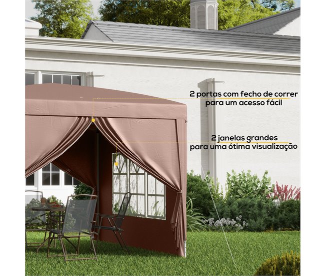 Carpa Plegable Acero, Tela Oxford Outsunny Marron