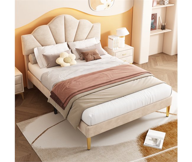 Marco de la cama 190x140 Beige