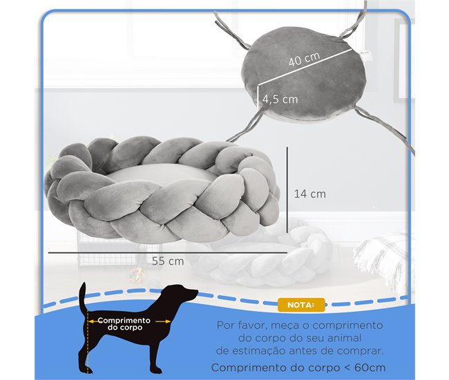 Cama para Mascotas PawHut Gris