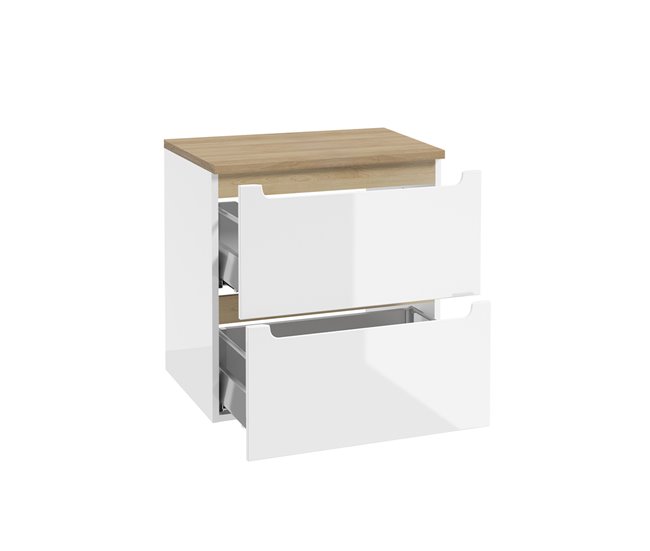 Conjunto de muebles con lavabo individual 2 cajones y columna Livia Blanco