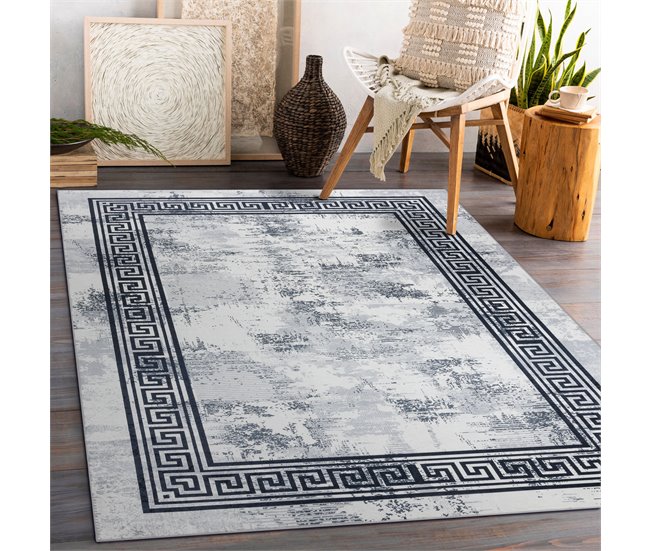 Alfombra lavable ANDRE 1189 Mármol griego 120x170 Blanco/ Gris