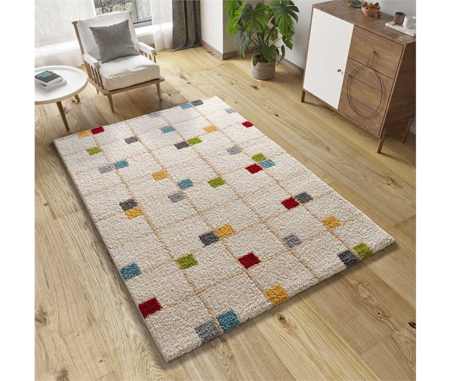 Alfombra shaggy geométrica BREMEN - ATTICGO 160x230 Blanco