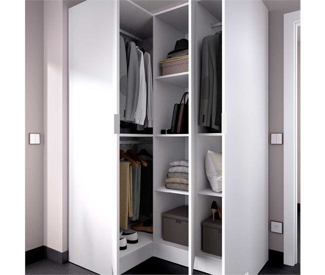 Armario esquinero Essen 2 módulos 3 puertas Blanco