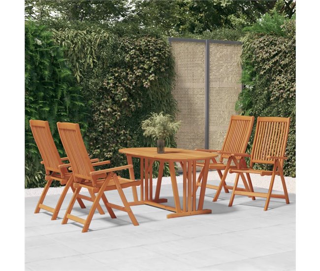 4 Sillas de jardín plegables de madera maciza de eucalipto Marron