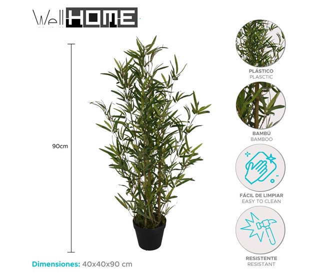 WELL HOME - Planta artificial de Bambú en maceta Natural