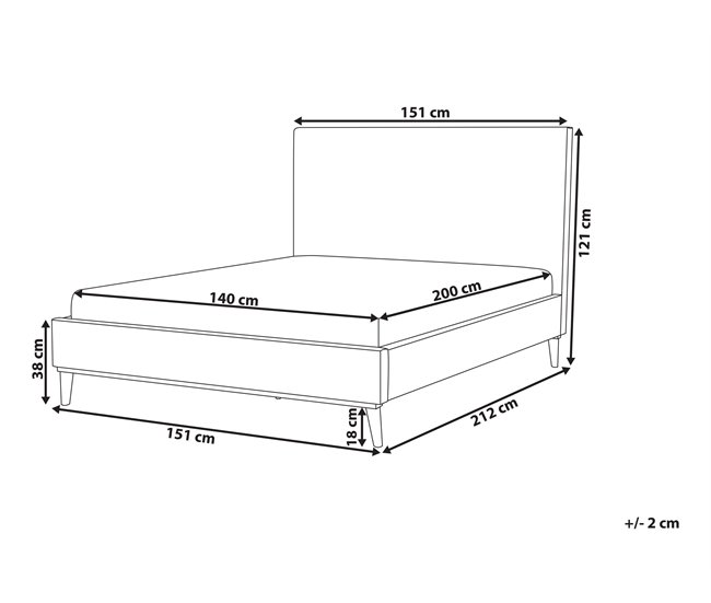 Beliani Cama Terciopelo BAYONNE 151x212 Gris Claro