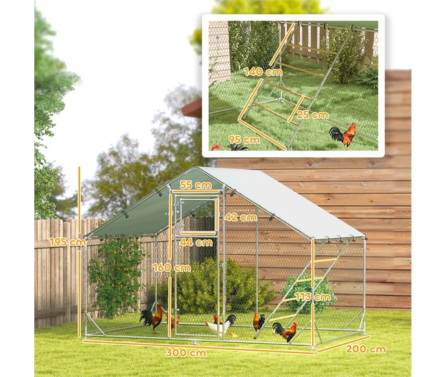 Gallinero para Exterior PawHut Gris