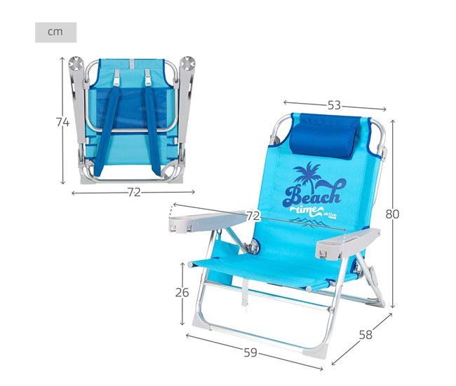 Aktive Pack 2 sillas playa plegables bajas y multiposición Azul