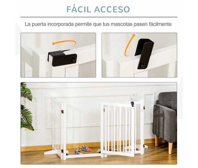 Barrera para Perros Madera de Pino PawHut Blanco