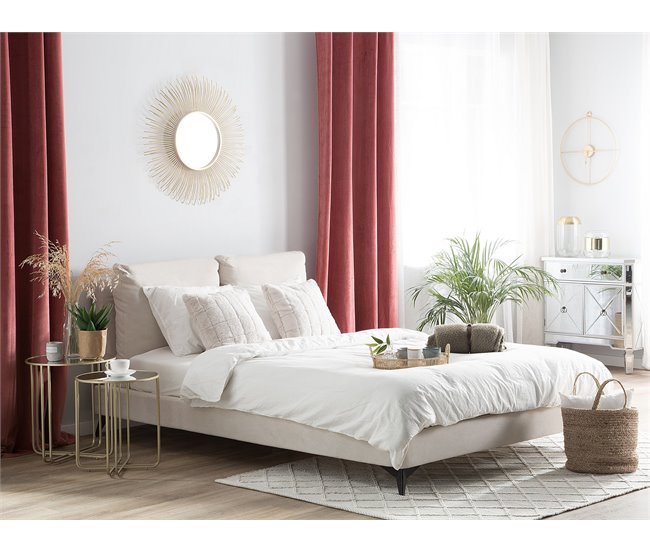 Beliani Cama con somier Chenilla MELLE 195x240 Beige