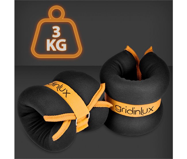 Pesas Lastradas para Tobillo y Muñeca 3KG Correa Ajustable Gridinlux Naranja