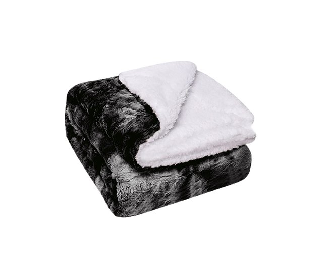 Acomoda Textil - Manta Piel Sintética con Borreguito Negro