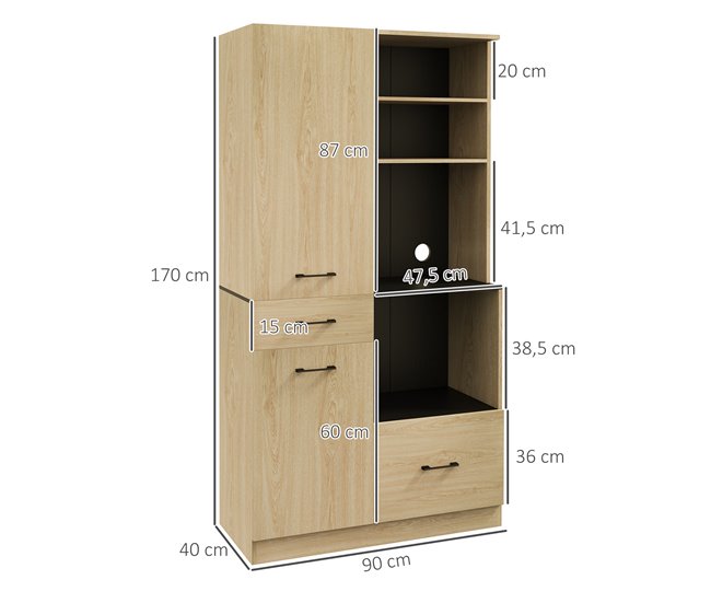 Alacena de Cocina Melamina de Madera HOMCOM Marron
