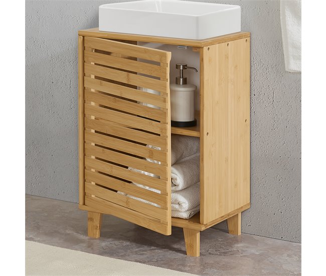 Mueble para debajo del lavabo Iveland con puerta 2 compartimentos Natural