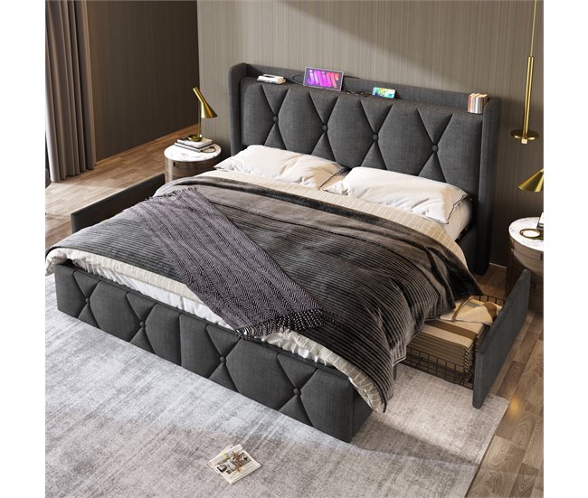 Camas de matrimonio 169x217 Gris