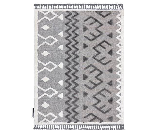 Alfombra MAROC P659 azteca Étnico Franjas Bereber marroquí 80x150 Gris