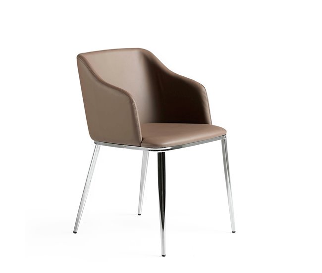 ANGEL CERDA Silla polipiel marrón Aluminio
