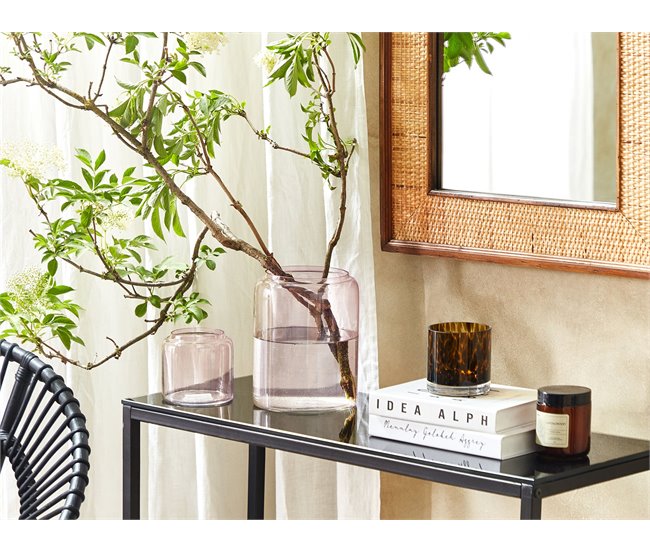 Beliani Jarrón decorativo RASAM Rosa Talco