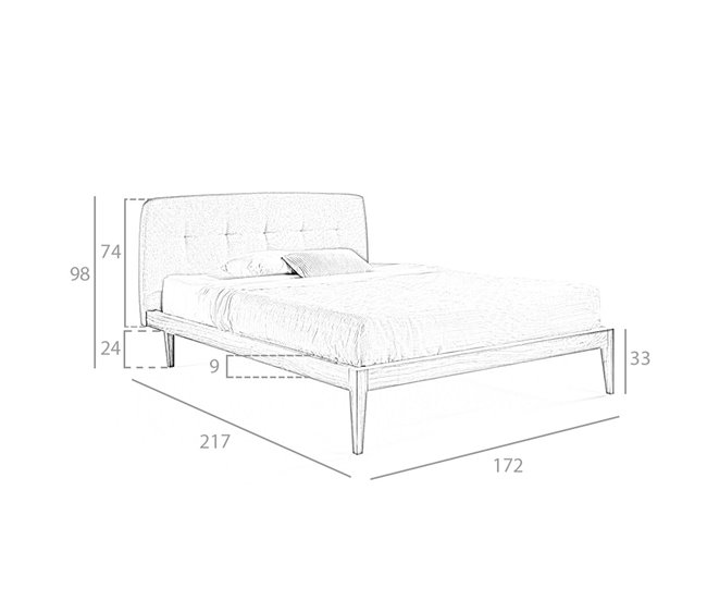 ANGEL CERDÁ Cama capitoné tela Nogal