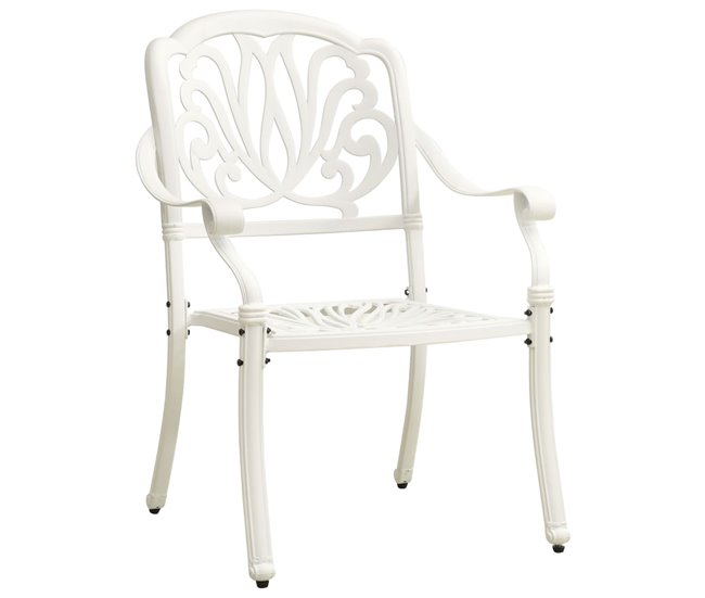 2 Sillas de jardín de aluminio fundido Blanco