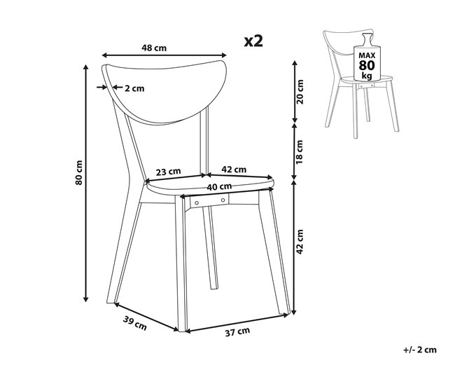 Beliani Silla de comedor ROXBY Blanco