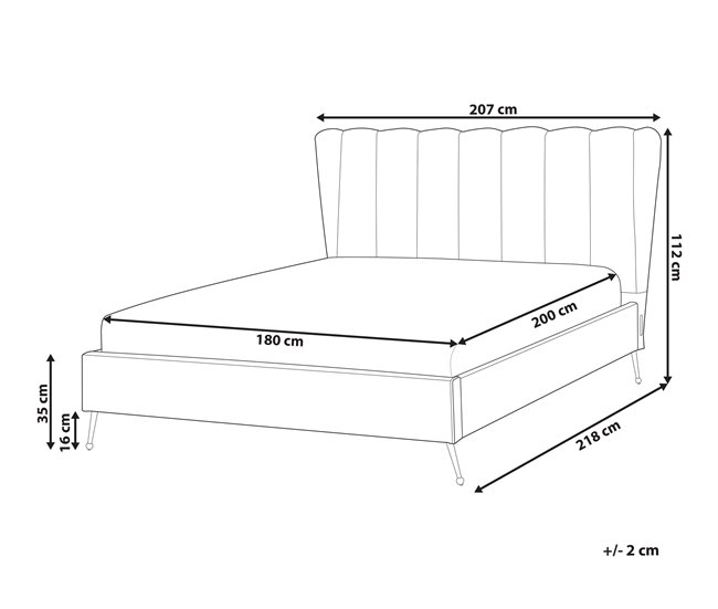 Beliani Cama con somier Terciopelo MIRIBEL 207x218 Beige