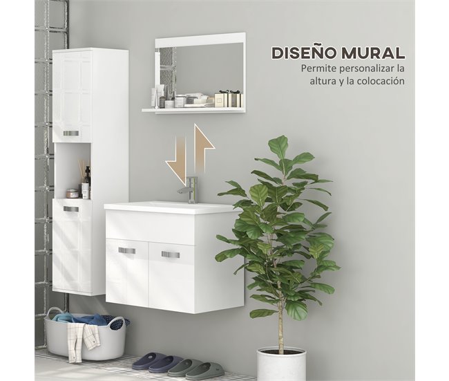Muebles de Baño Melamina de Madera kleankin, hogar - baño Blanco