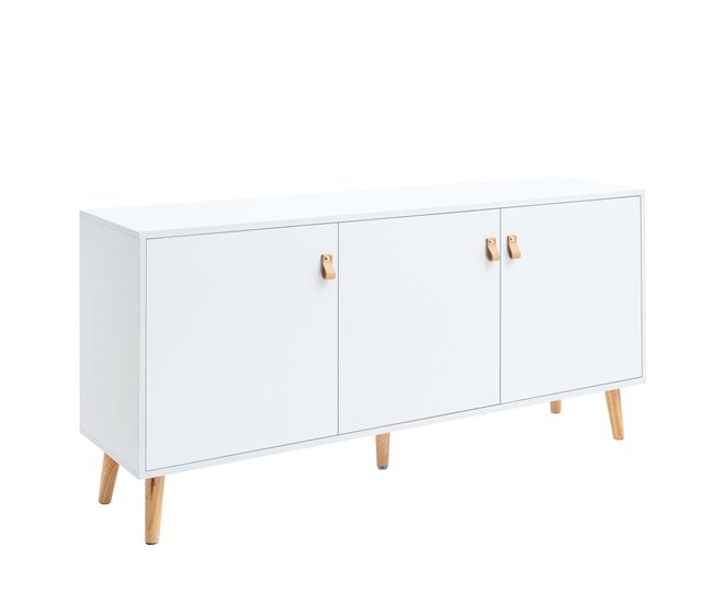 Aparador Anzio con 3 Puertas y Patas de Pino Blanco/ Madera