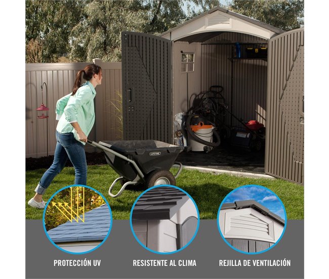 Caseta jardín ultrarresistente con ventana Lifetime uv100 214 Gris
