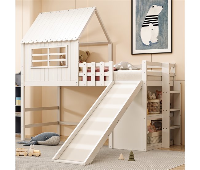 Cama alta para niños 219x208 Blanco