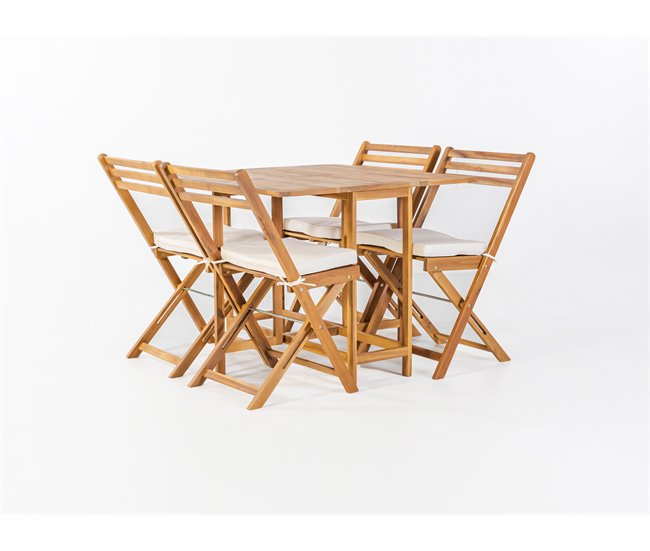 Set VIENA II mesa plegable con 4 sillas plegables color madera Marron