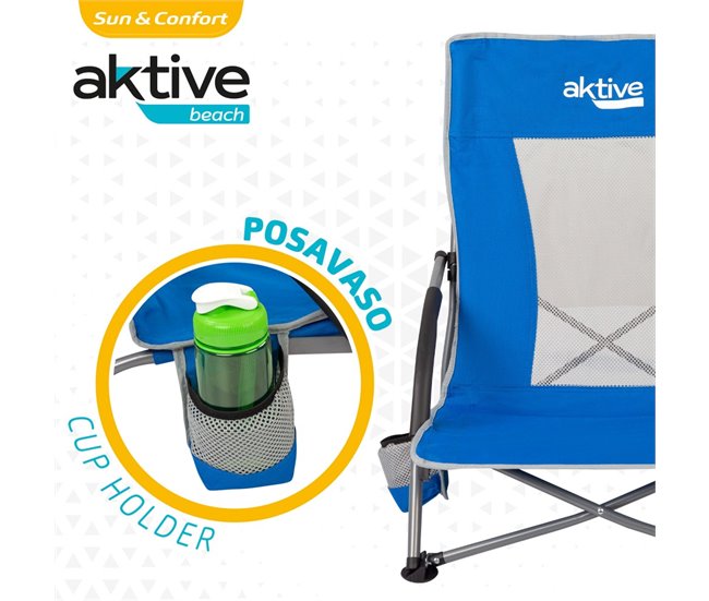 Silla plegable de tela para playa Aktive Azul