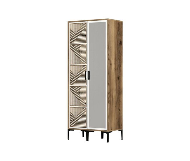 Armario 2 puertas efecto madera 80 Blanco/ Madera