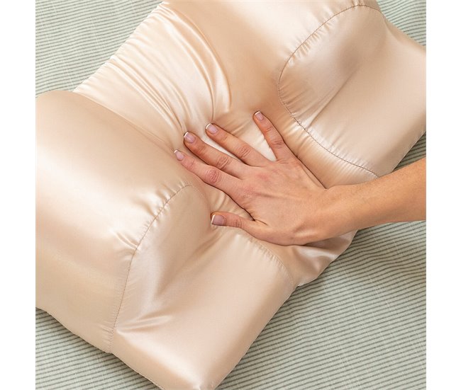 Almohada Cervical Antiarrugas con Funda de Satén Beige