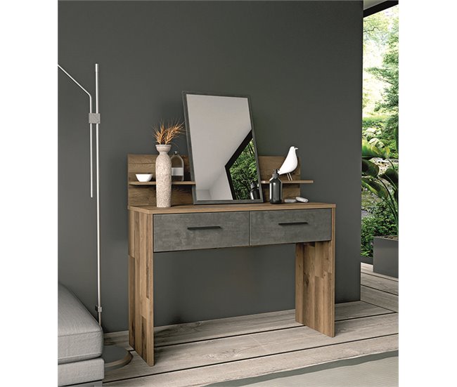 Tocador 2 cajones con espejo RICCIANO Roble