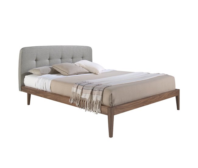 ANGEL CERDÁ Cama capitoné tela Nogal