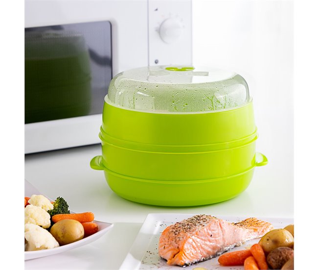 Vaporera Doble para Microondas IG814038 Verde
