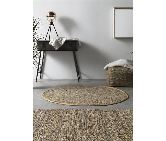Alfombra de yute, algodón y cuero 120x60 Beige
